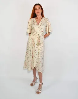 Aatise Aatise Zargot Blumen-Wickelkleid aus 100% Ecovero beige Blumendruck – Produktbild 1 von 1
