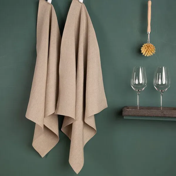 nahtur-design nahtur-design Polier- und Gläsertuch aus Bioleinen | 2er Sparset | 4 Farbvarianten, Natur_05 (beige), – Produktbild 3 von 4