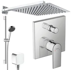Hansgrohe und Jowi Duscharmatur Vernis Shape Unterputz Duschsystem mit Kopfbrause, Regendusche (Unterputz-Duschsystem, Set) mit Brausestange, 650mm – Produktbild 1 von 1