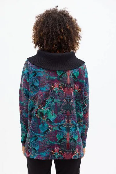 KOKOworld KOKOworld Sweatshirt Cinta – Oversize-Schnitt – Boot-Ausschnitt mit breitem Rippkragen – farbenfroher Print – fair produziert in der EU, Amanay (mehrfarbig), – Produktbild 3 von 4