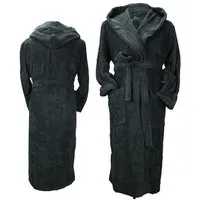 A R Textile A&R Textile Bademantel Morgenmantel Frottee Bio Baumwolle Robezz® Wellness Spa Fällt sehr groß aus, Schwarz, – Produktbild 1 von 1