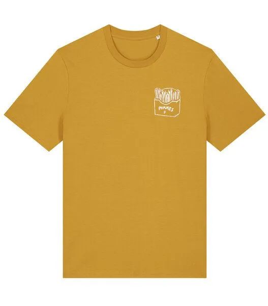 päfjes päfjes Pommes / Honigdachs mag Pommes Frittes - Fair Wear Unisex Männer Bio T-Shirt, Ochre (gelb), – Produktbild 3 von 4