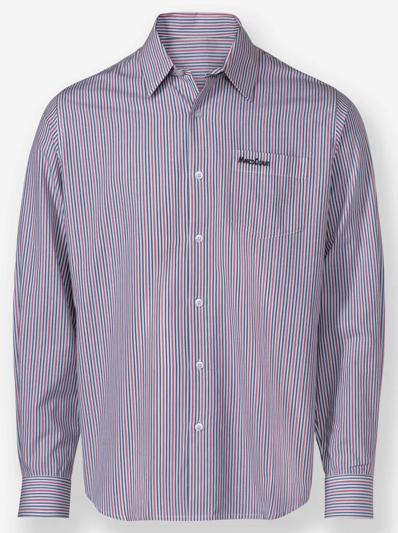 marco donati Langarmhemd jeansblau-erdbeere-gestreift, Jeansblau-erdbeere-gestreift, – Produktbild 1 von 2