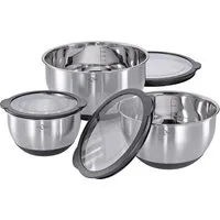 Schüssel-Set "Deluxe" aus Edelstahl mit Deckel, 3er-Set, rutschfest – Produktbild 1 von 1