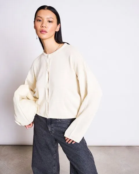 JAN N JUNE JAN N JUNE Strickjacke ASAS GOTS, Weiss, – Produktbild 1 von 4