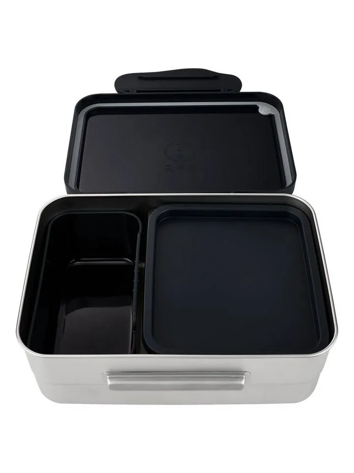 Ergobag Ergobag Lunchbox Edelstahl Brotdose, Edelstahl, (Edelstahl Brotdose, 3-tlg., 1x Brotdose, 1x Trennfach), spülmaschinengeeignet bis 45 Grad, Handwäsche empfohlen, Schwarz, – Produktbild 3 von 4