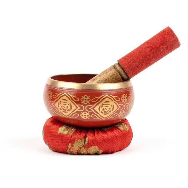 Myga Myga Chakra Klangschale aus gehämmertem Kupfer, Wurzelchakra (rot), – Produktbild 1 von 1