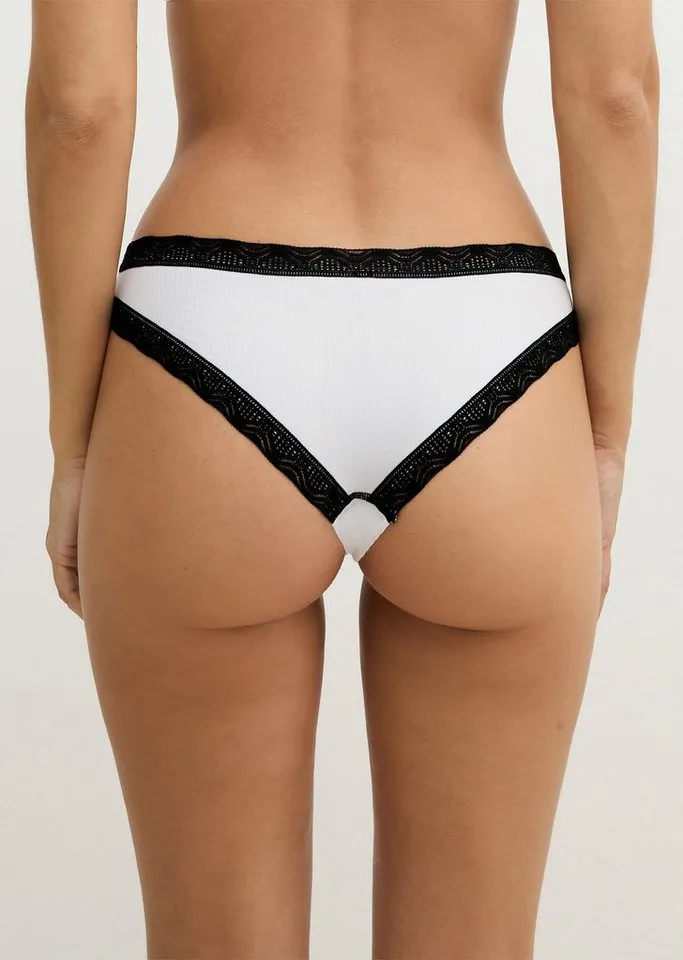 Marc O'Polo Marc O'Polo Brasilslip (3er Pack) mit zarten Spitzenabschlüssen, für Erwachsene, Schwarz|weiß, – Produktbild 3 von 4