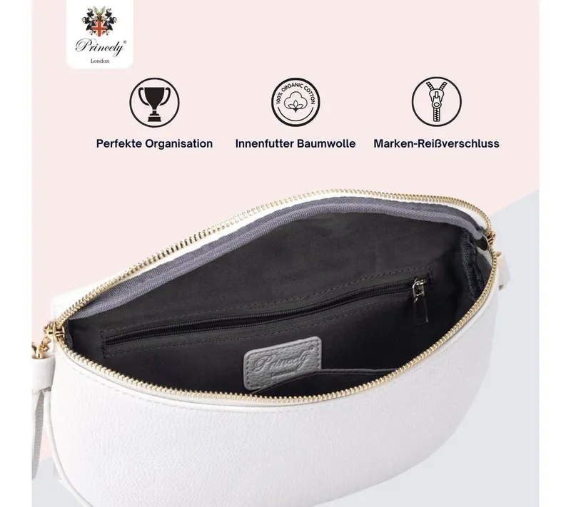 Princely London Umhängetasche Tasche Diana – Elegante Crossbody Tasche, Weiß, – Produktbild 3 von 5