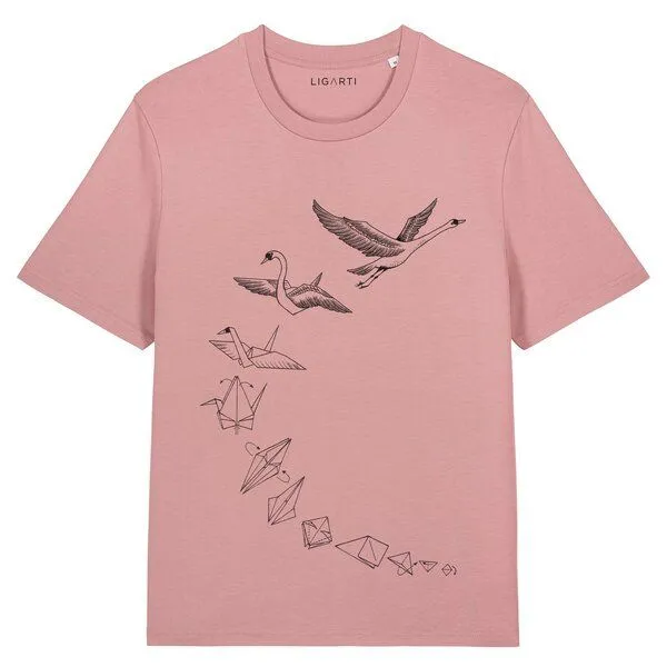LIGARTI T-Shirt – Origami Schwan – LIGARTI Tiermanufaktur, Altrosa, – Produktbild 1 von 4