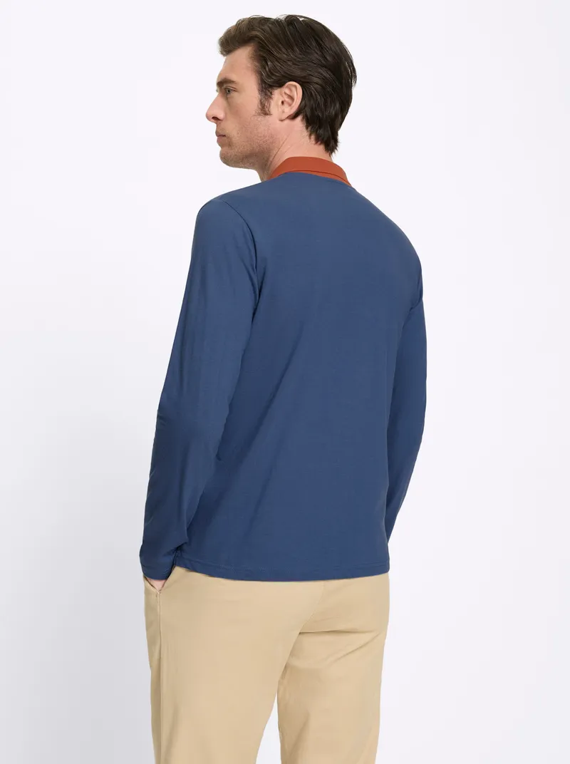Catamaran Langarm-Poloshirt jeansblau, Jeansblau, – Produktbild 2 von 2