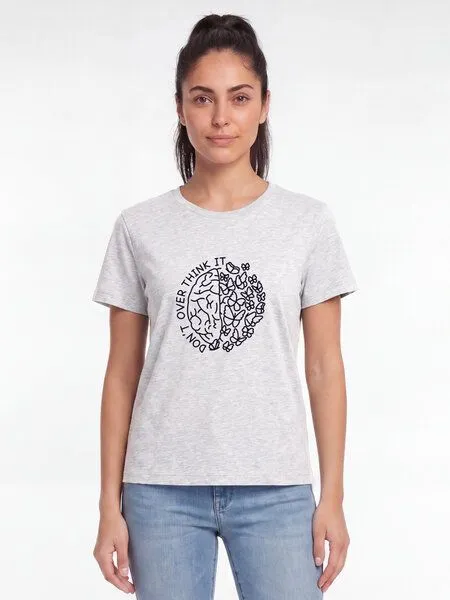 watapparel watapparel T-Shirt Frauen Don't overthink it, Cool heather grey, – Produktbild 2 von 2