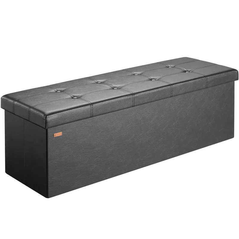 Casaria® Sitzbank Schwarz 115x38x38cm mit Stauraum faltbar, Schwarz, – Produktbild 1 von 2