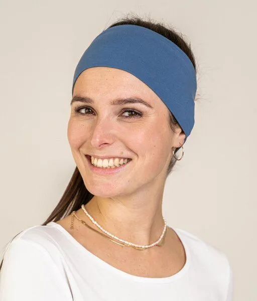 obumi obumi STIRNBAND BREIT AUS BIO JERSEY IN VIELEN FARBEN, Grey blue, – Produktbild 3 von 4