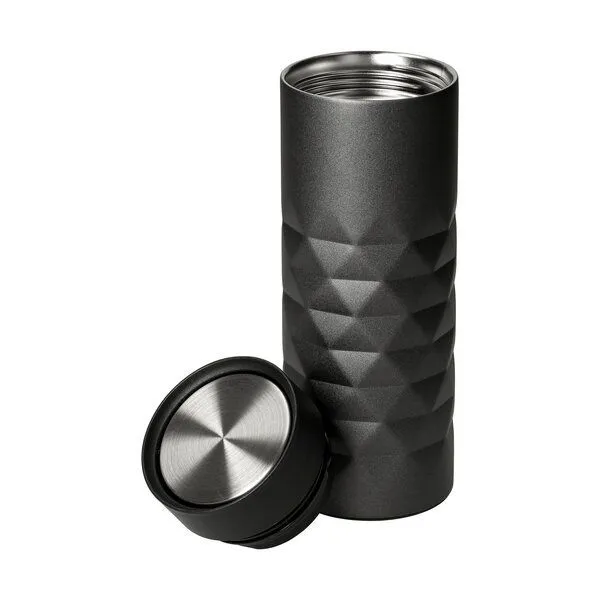 elasto elasto Thermobecher 440 ml aus Edelstahl - doppelwandiger Kaffeebecher to go - auslaufsicherer Isolierbecher, Grau, – Produktbild 2 von 4