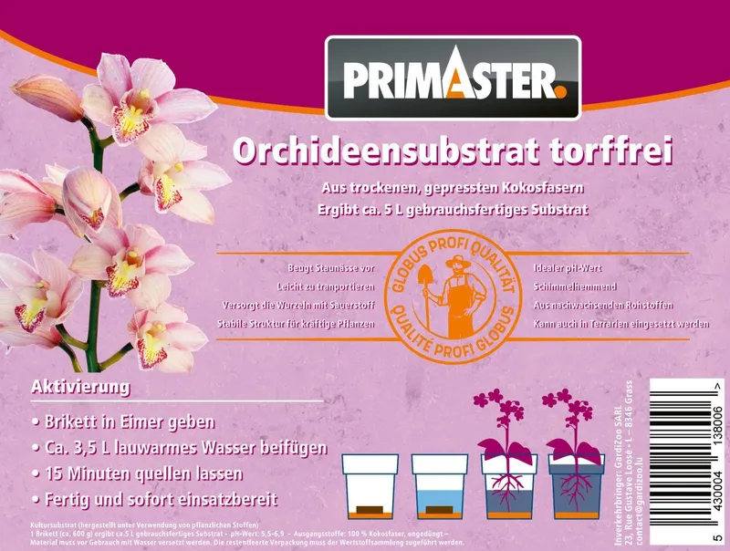 Primaster Spezialerde Primaster Orchideensubstrat torffrei Brikett für 5, Torffrei – Produktbild 1 von 2