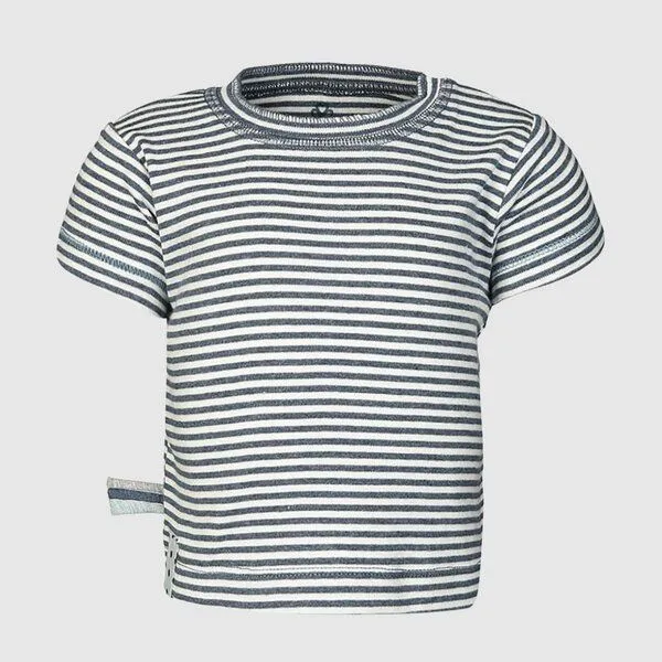 OrganicEra Baby S/S T-shirt Gestreift 'OrganicEra' aus Bio-Baumwolle, Indigo melange (blau), – Produktbild 1 von 4