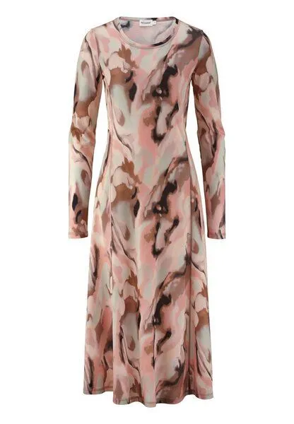 hessnatur hessnatur Print Premium Light Jersey Kleid Midi Slim aus reiner Bio-Baumwolle, Rosenholz, – Produktbild 3 von 4