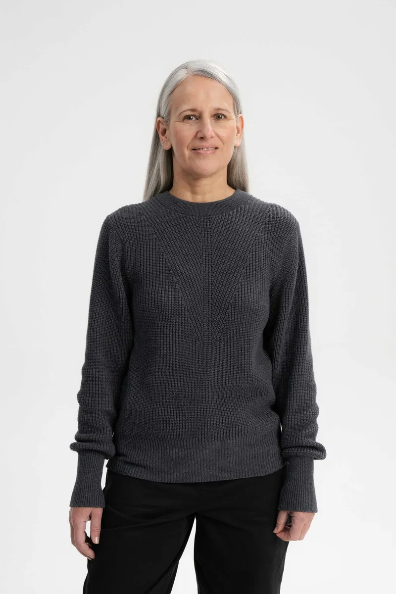 MELA MELA Damen vegan Strickpullover Gauri Dunkelgrau, Dunkelgrau, – Produktbild 2 von 2