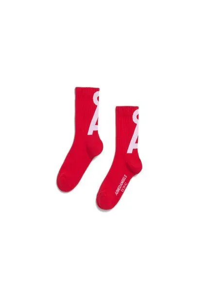 ARMEDANGELS ARMEDANGELS SAAMUS SHORT Unisex Socken aus Bio-Baumwoll Mix, Mars red-broken white, – Produktbild 2 von 2