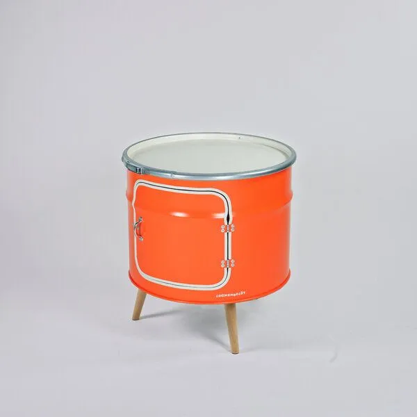 Lockengelöt Lockengelöt Bar Kommode aus einem Hamburger Ölfass, Orange, – Produktbild 1 von 1