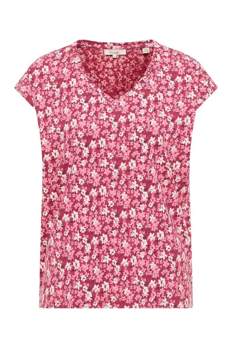 Tranquillo Jerseyshirt Elliin aus Bio-Baumwolle - red wildflowers / XL – Produktbild 1 von 2