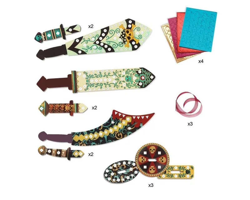 DJECO Kreativset DIY Mosaik- Piratenschwerter mit selbstklebende Mosaiksteine – Produktbild 2 von 5