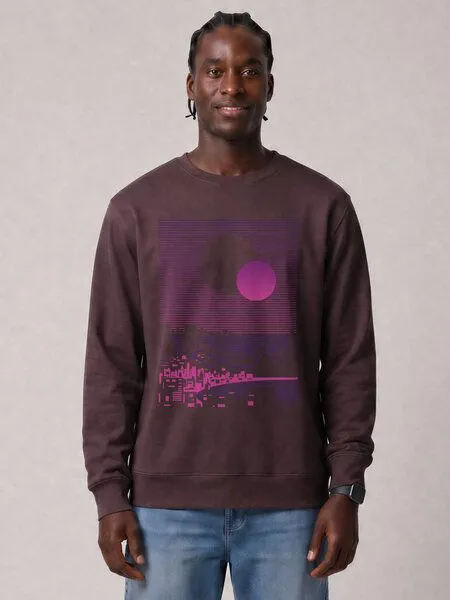 watapparel watapparel Sweatshirt Unisex Sun and Moon Skyline, Red brown, – Produktbild 2 von 2