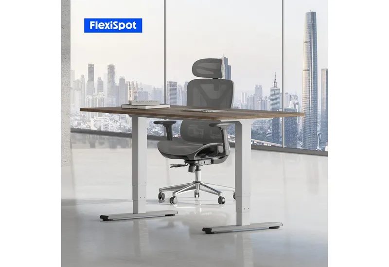 Flexispot Flexispot Schreibtisch Elektrisch Höhenverstellbarer Schreibtisch EC5 LITE mit Dualmotor (25MM einteiliger Tischplatte & 3-fach Teleskop, 4 Speicherhöhen & Antikollisionssystem), 120x80/140x80/160x80/180x80, Weiβ | walnussbraun, – Produktbild 2 von 5
