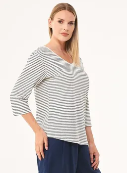 ORGANICATION ORGANICATION Gestreiftes 3/4-Arm Shirt aus Bio-Baumwolle und Leinen – Produktbild 1 von 1