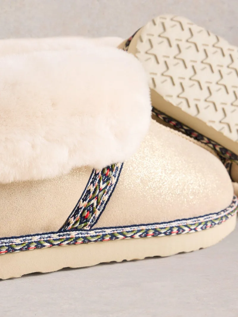 White Stuff Wildlederhausschuhe mit Schafsfellfutter - S, Gold tan metallic, – Produktbild 3 von 4