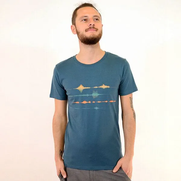 Spangeltangel Spangeltangel T-Shirt "Frequenz", Musik, Schallwelle, Biobaumwolle, Blau, – Produktbild 3 von 4