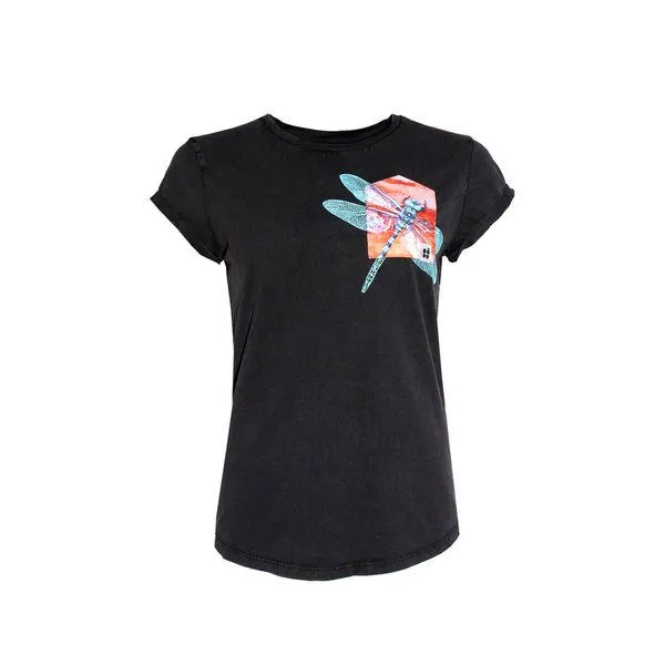 FÄDD FÄDD Damen T-Shirt Rundhals aus Bio-Baumwolle "Drachenfliege BT" Schwarz, Schwarz, – Produktbild 1 von 4
