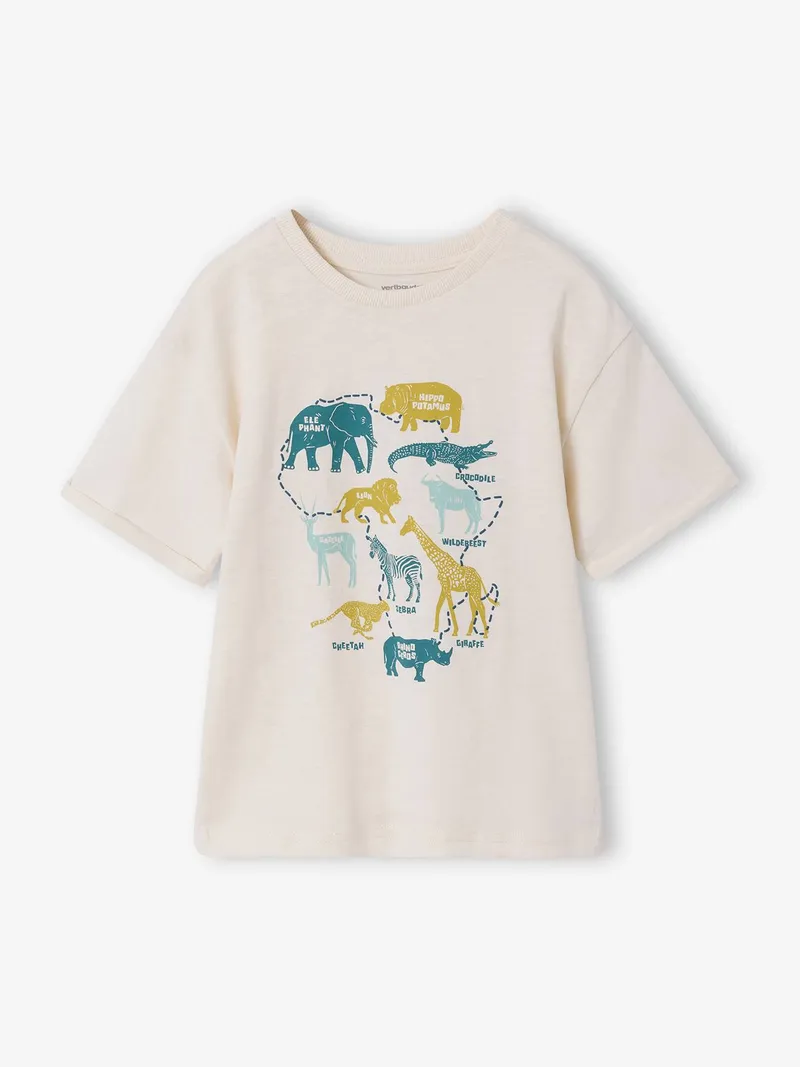 Vertbaudet Jungen T-Shirt mit Tiermotiv, Wollweiß, – Produktbild 1 von 3