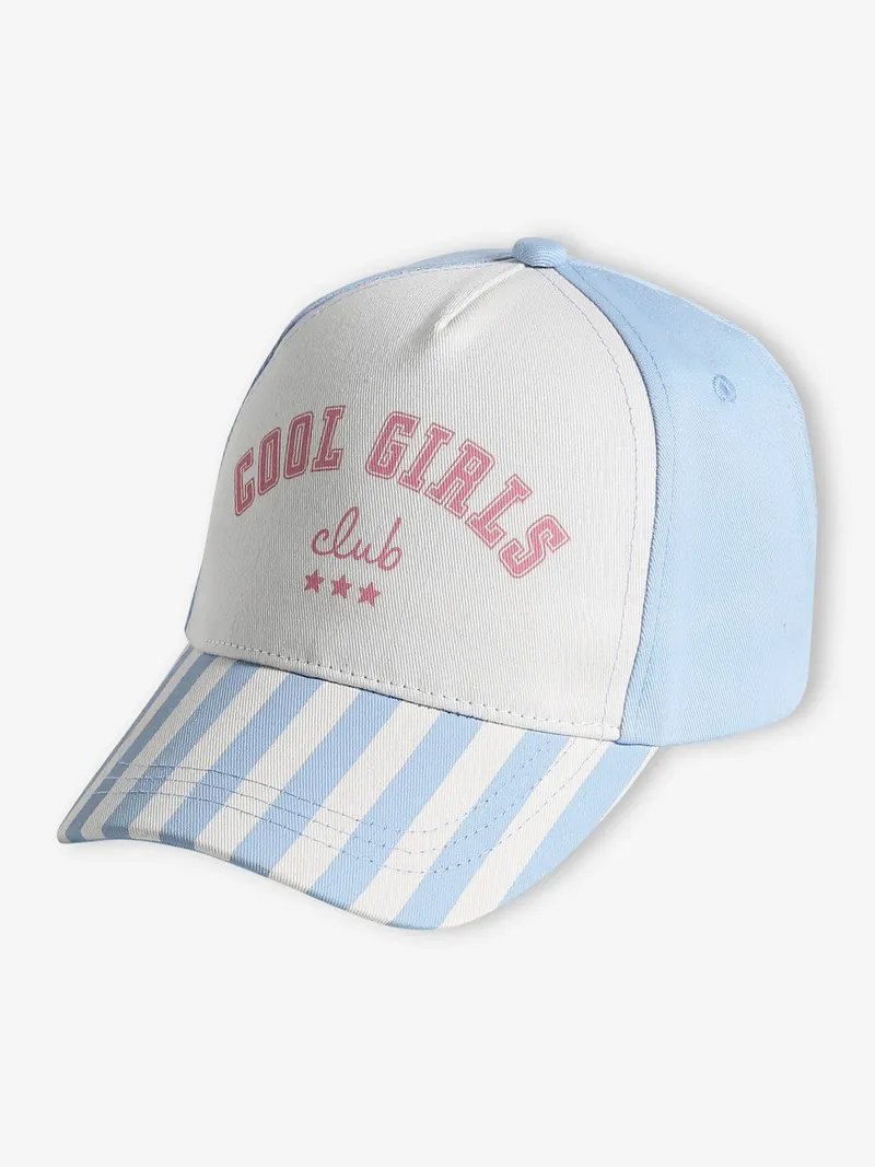 Vertbaudet Mädchen Cap Cool Girls Club, Blau gestreift, – Produktbild 2 von 4