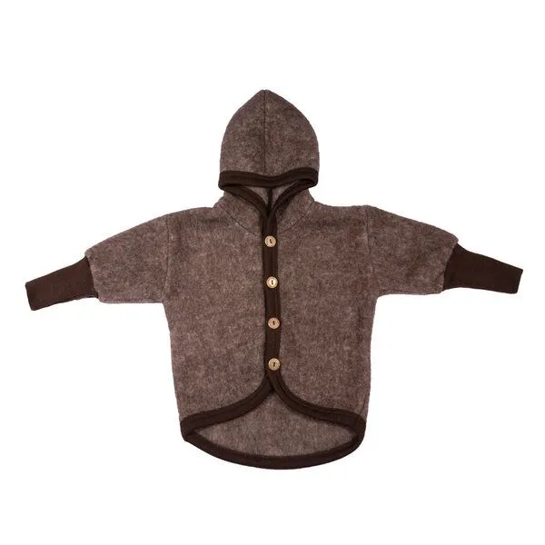 Cosilana Cosilana Baby Fleece-Jacke mit Kapuze kbT Wolle Bio Baumwolle, Braun melange, – Produktbild 1 von 1
