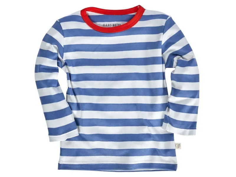 HANS NATUR Kinder Langarmshirt Bio-Baumwolle blau-off white Gr.86/92, Blau, – Produktbild 1 von 2