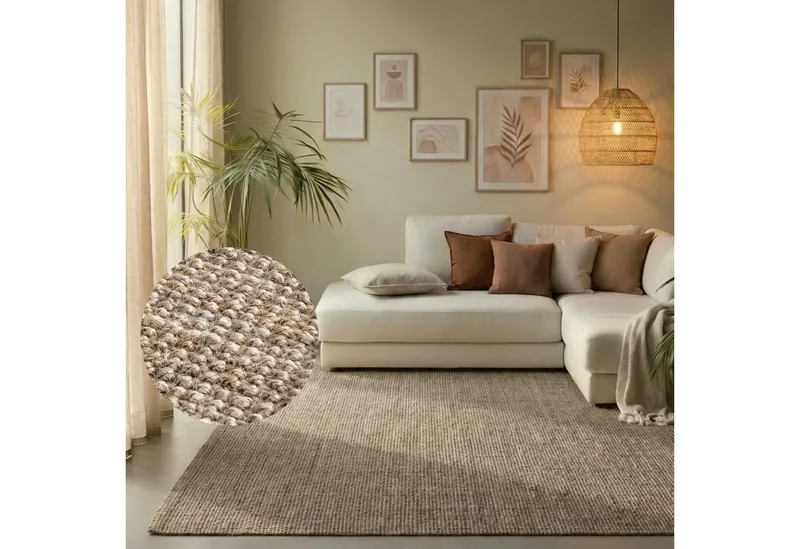 HANSE Home Teppich Jaipur Juteteppich, als Läufer und in Rund, rechteckig, Höhe: 10 mm, 100% Naturfaser, Wohnzimmer, Esszimmer, Schlafzimmer, Braun|grau, – Produktbild 1 von 7