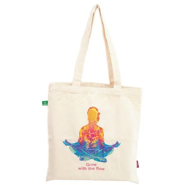 Divasya Divasya Jutebeutel mit Yoga-Motiv aus 100% feste Biobaumwolle | Yoga Geschenk, Yogini, – Produktbild 1 von 4