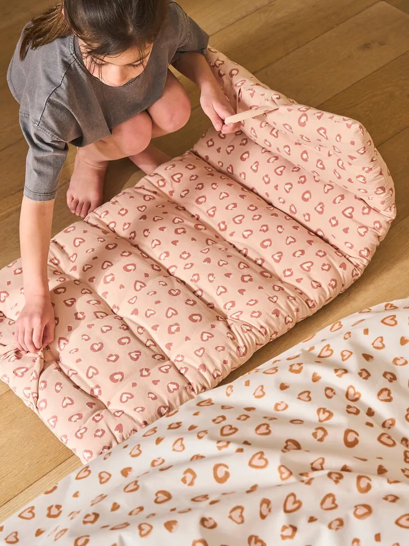 Vertbaudet Kinderzimmer Bodenmatratze mit Leoprint, Rosa bedruckt/lovely leo, – Produktbild 3 von 4