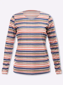 heine Langarmshirt rauchblau-rosenholz-geringelt – Produktbild 1 von 1