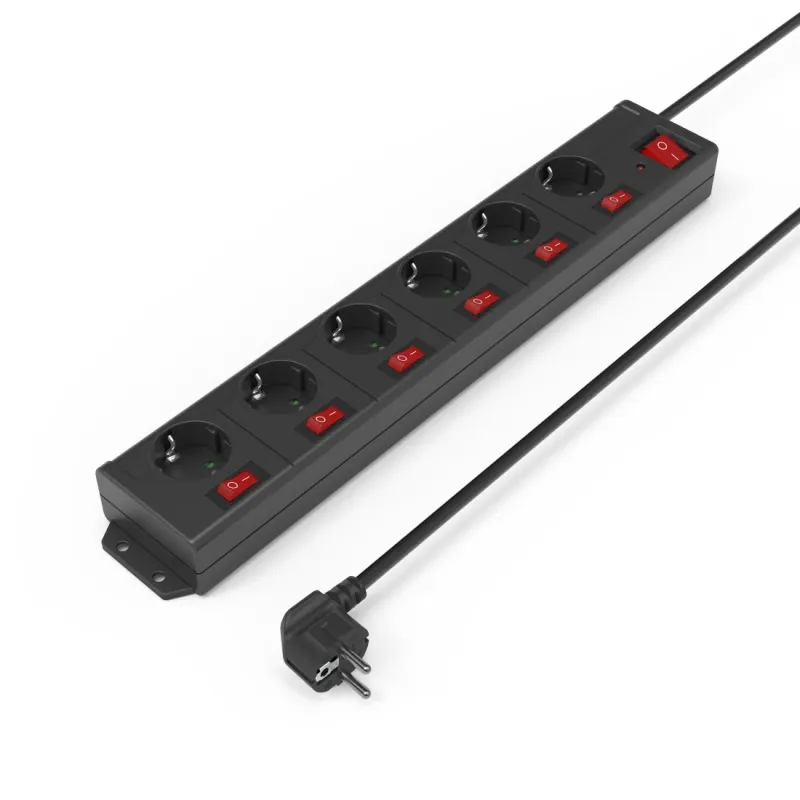 Hama Hama Steckdosenleiste "6+1", XL, 6-fach, einzeln schaltbar, Schwarz, – Produktbild 4 von 5