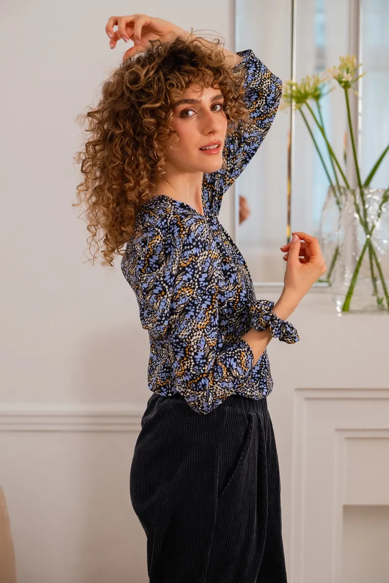 WiDDA WiDDA Damen vegan Bluse Lubo Butterfly Petrol, Teal, – Produktbild 2 von 2