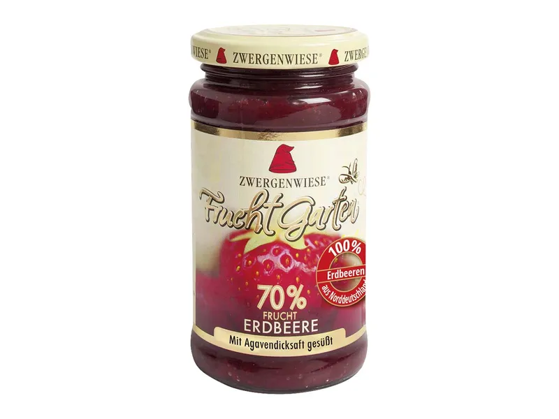 Zwergenwiese Zwergenwiese Bio-Fruchtaufstrich "Fruchtgarten" Erdbeere, 70 % Fruchtanteil , 225 g – Produktbild 1 von 1