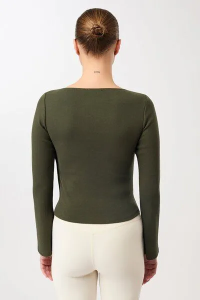 mandala mandala Side Button Longsleeve, Leaf (grün), – Produktbild 3 von 4