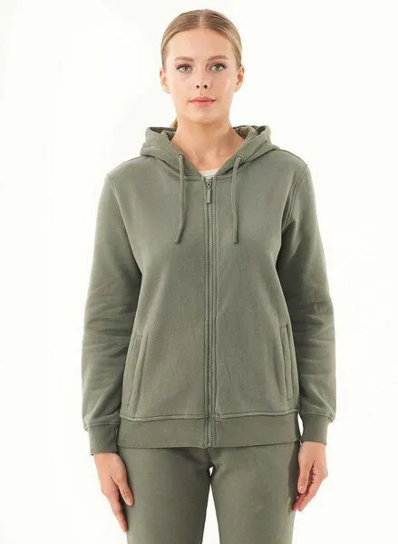ORGANICATION ORGANICATION Soft Touch Zip-Hoodie aus Bio-Baumwolle, Grün(mid olive), – Produktbild 1 von 4