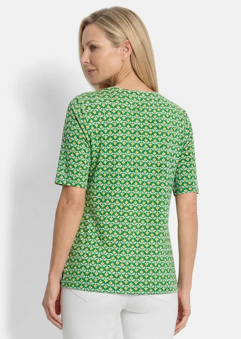 Goldner Viskoseshirt mit geometrischem Minimal-Print - grün / gemustert - Gr. 21 von Goldner Fashion, Grün, – Produktbild 3 von 3