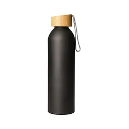 elasto elasto Aluminiumflasche Bamboo 0,6 l, Schwarz / braun, – Produktbild 1 von 1