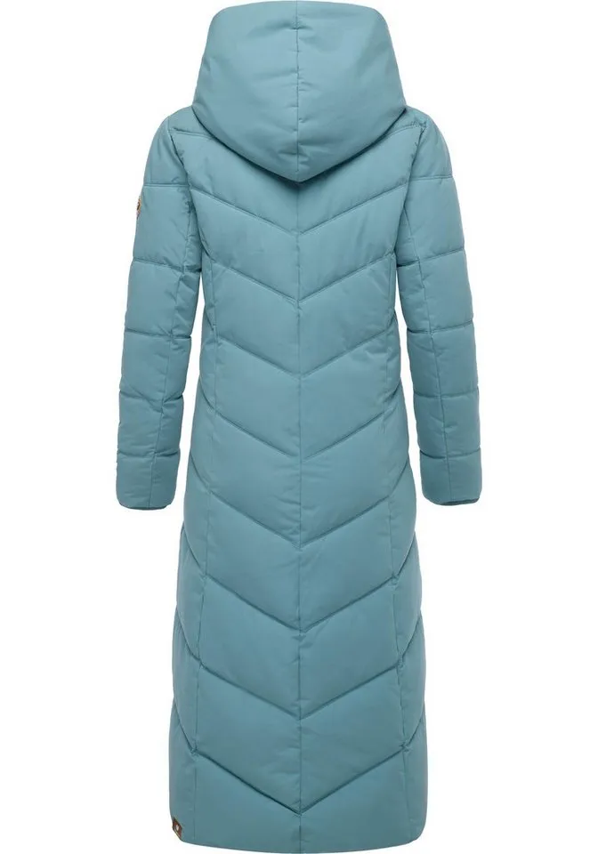 ragwear ragwear Steppmantel Natalka Extralong Gesteppter Damen Mantel mit Kapuze, Grau, – Produktbild 3 von 4