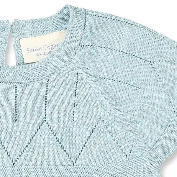 Sense Organics sense-organics Sommerliches Baby Strickkleid Orla in graublau von Sense Organics GOTS – Produktbild 3 von 4